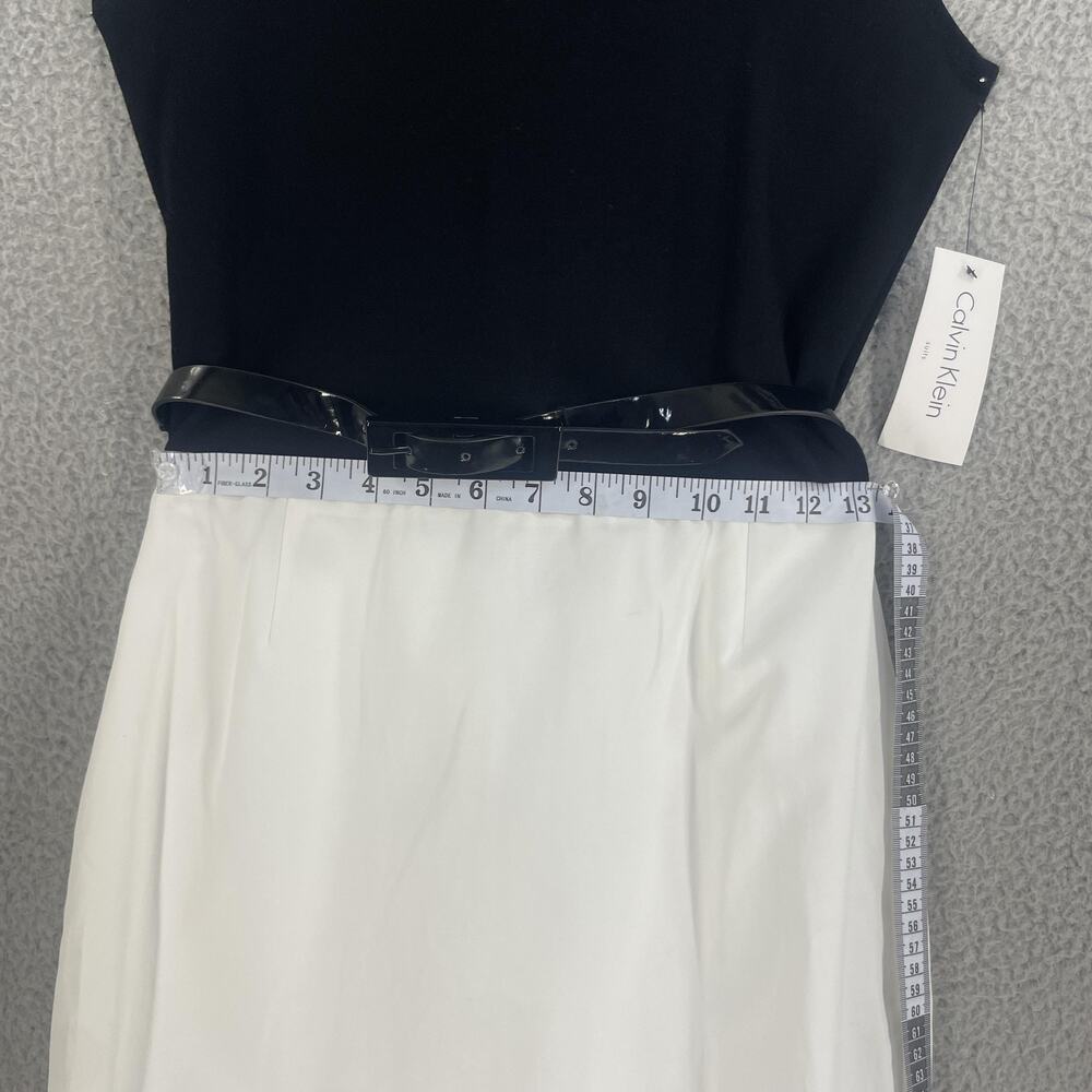 Calvin Klein Jacket Dress Set Womens 2 White Black Belted Sheath Blazer CS84016A - Picture 14 of 16